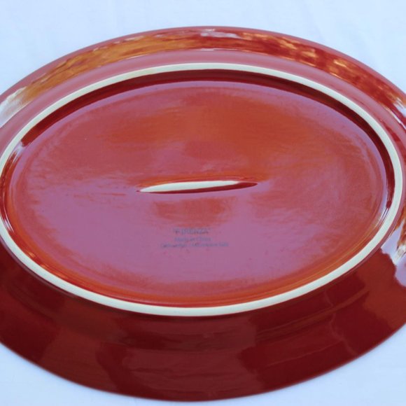 LARGE FIRENZA CINNAMON OVAL PLATTER 14 5/8” x 11” DISHWASHER MICROWAVE SAFE MINT - Picture 3 of 4